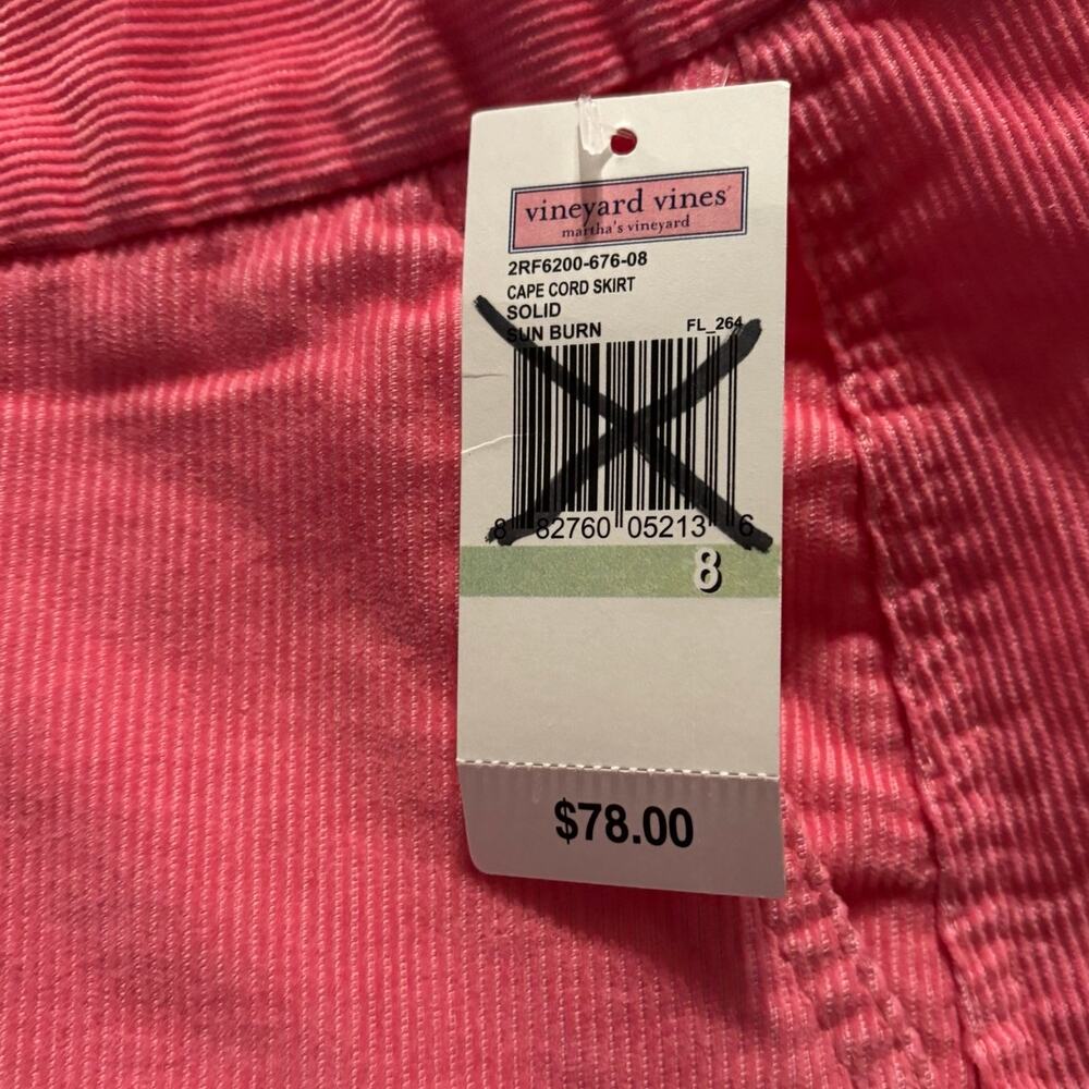 Vineyard Vines Women’s 8 Skirt Mini Corduroy Short 100% Cotton Hot Pink - Picture 4 of 8